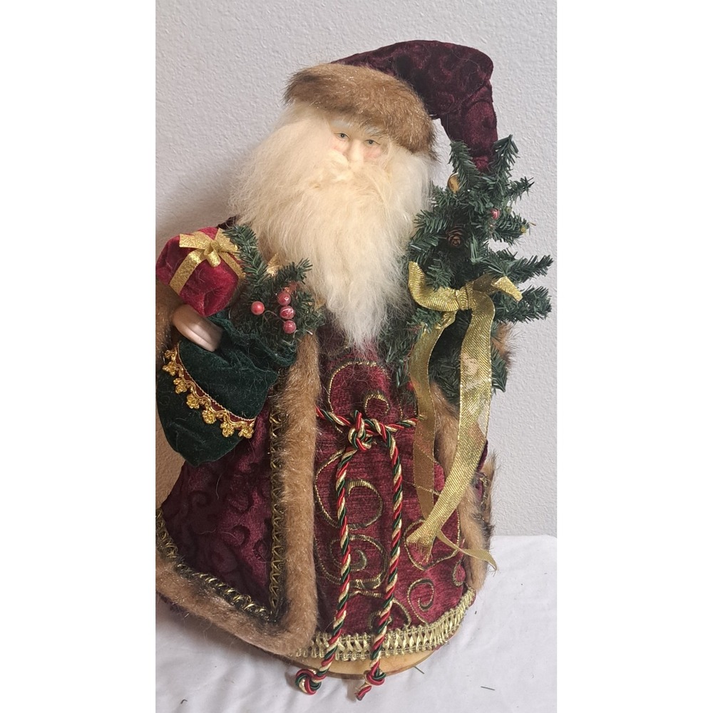 Vintage Carlton Cards Joy of Winter Santa Christmas Tree Topper w/ Tree & Box